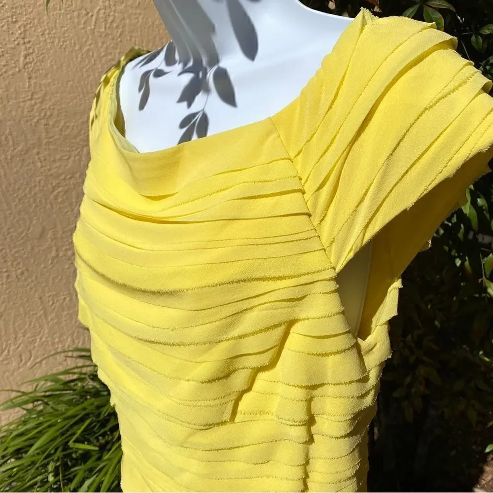 ALICE + OLIVIA CANARY YELLOW TIERED SHEATH DRESS 6 NWT